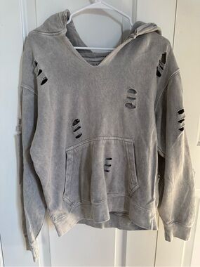 Gray V-Neck Comfy & Cute Hoodie